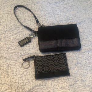 Coach Black Wristlet with Bonus Coin Purse